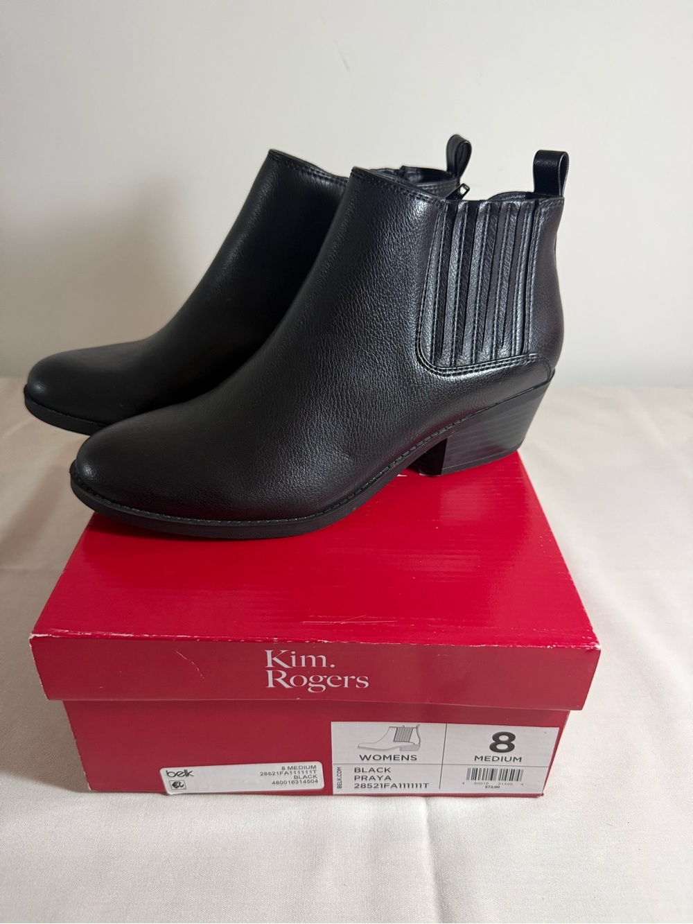 belk Black Women's Faux Leather Ankle Booties with Low Heel